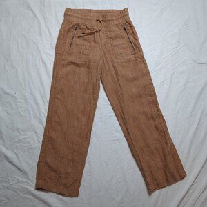 Athleta Size 2 Wide Leg Linen Pants in Caramel/Brown